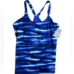 NWT Athleta H₂O Optimism Tank Top Blue Wave Print Size‎ 2X Swim / Active